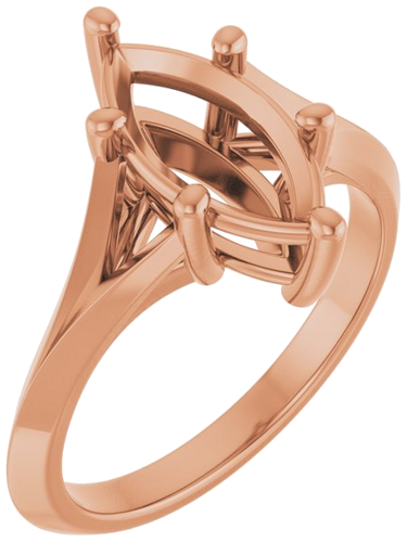 14K Rose 12x6 mm Marquise Solitaire Engagement Ring Mounting (1)
