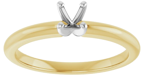 14K Yellow   White  4.1 mm Round Solitaire Engagement Ring Mounting (3)