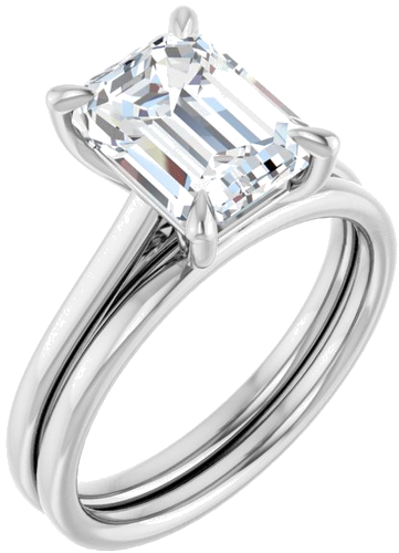 Platinum  9x7 mm Emerald Solitaire Engagement Ring Mounting (6)