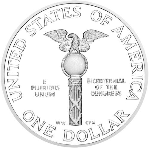 1989 Congress Bicentennial USA 1 Dollar Silver Coin (2)