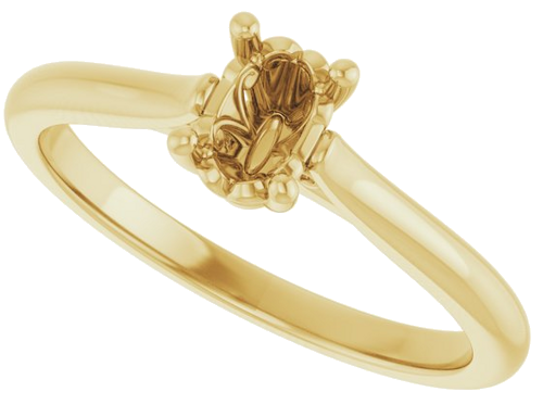 14K Yellow 6x4 mm Oval Solitaire Engagement Ring Mounting (5)
