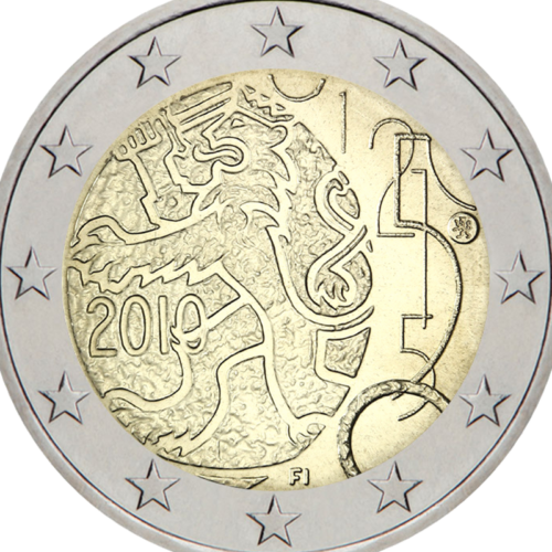 2010 Финляндия 150-летие введения в Финляндии собственной валюты монета 2 евро (2)