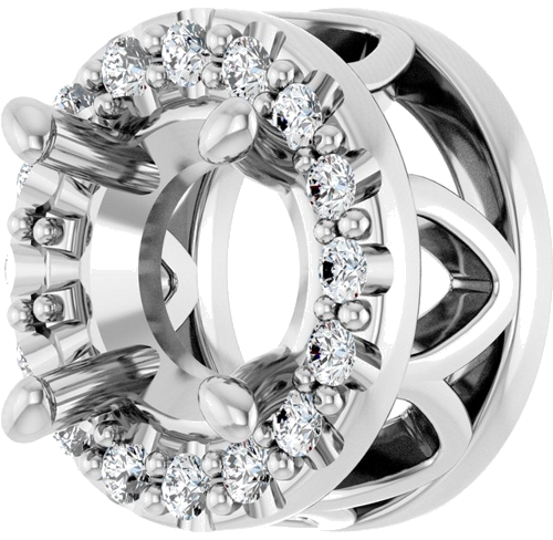 Pakabukas „Halo-Style“ 585 Baltojo Aukso Round 5.2mm (3)