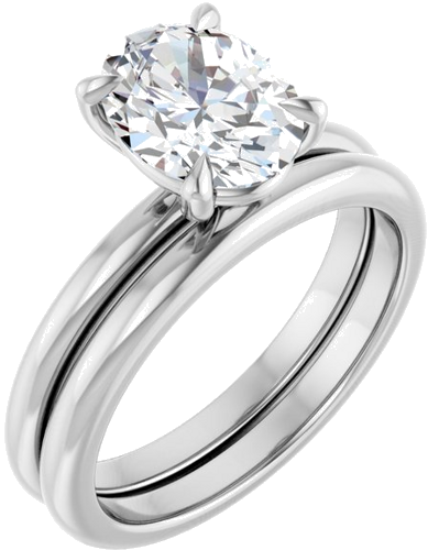 14K White 9x7 mm Oval Solitaire Engagement Ring Mounting (5)