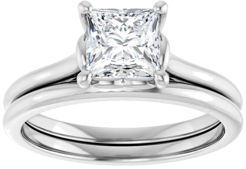 14K White  5.5 mm Square Solitaire Engagement Ring Mounting (8)