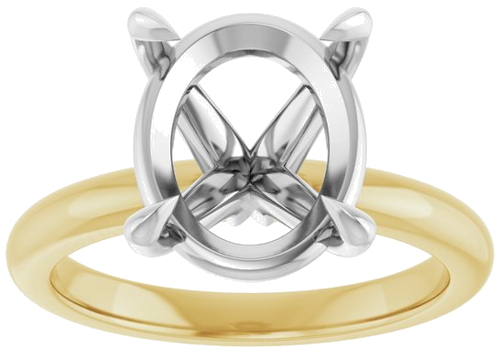 14K Yellow White 12x10 mm Oval Solitaire Engagement Ring Mounting (2)