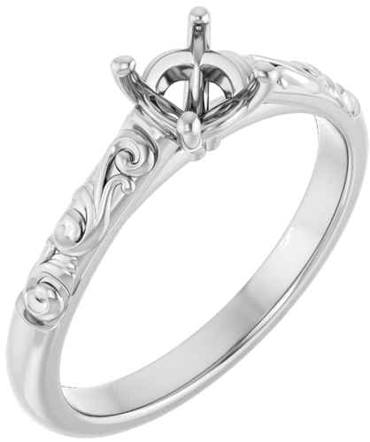 14K White 5.2 mm Round Solitaire Engagement Ring Mounting (1)