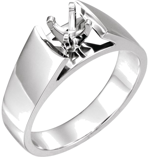 14K White 6 mm Round Engagement Ring Mounting (1)