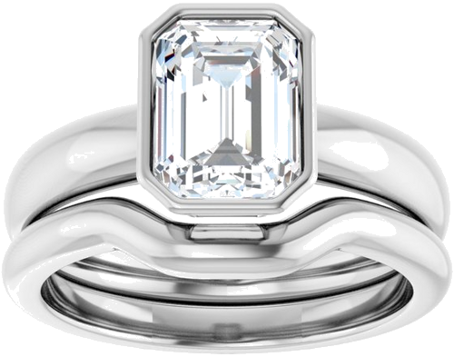 14K White 8x6 mm Emerald Engagement Ring Mounting (8)