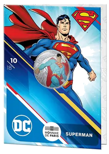 DC Comics 10 eurų SUPERMAN  2025 Prancūzijos sidabrinė moneta BU kortelėje (3)