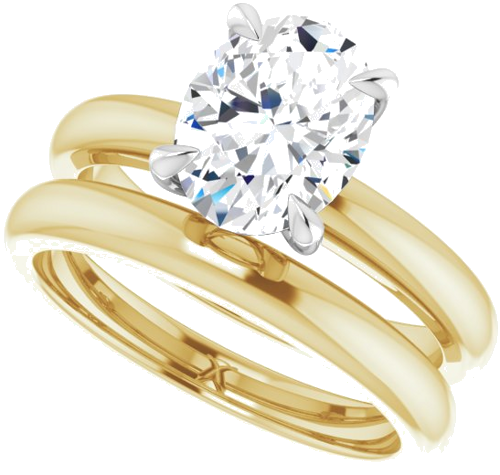 14K Yellow White 9x7 mm Oval Solitaire Engagement Ring Mounting (10)