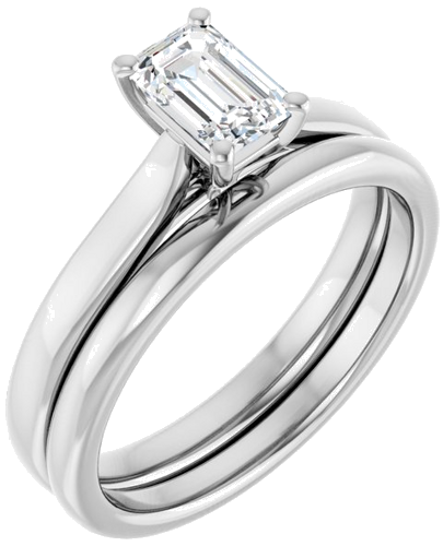 Sužadėtuvių Žiedas „Solitaire“ 585 Baltojo Aukso Emerald 6mm x 4mm (6)