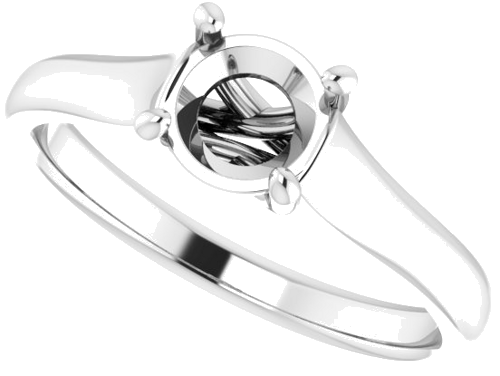 Sužadėtuvių Žiedas „Solitaire“ 585 Baltojo Aukso Round 6mm (5)