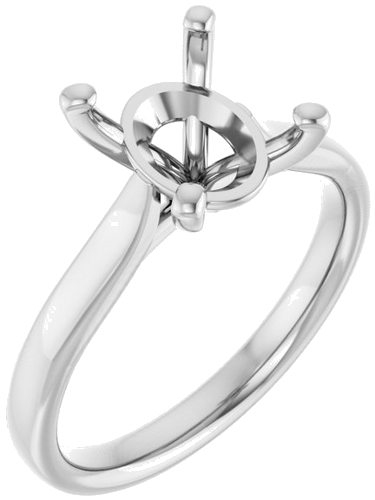 14K White 10x8 mm Oval Engagement Ring Mounting (1)
