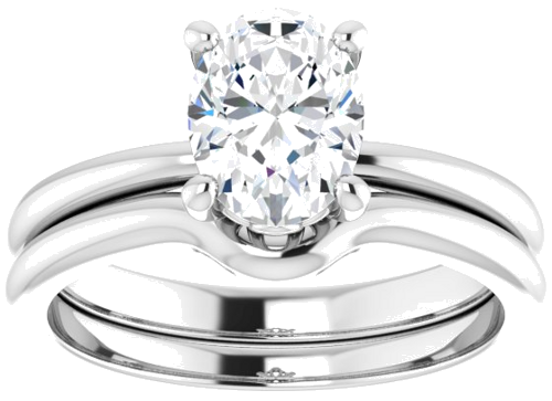 Sužadėtuvių Žiedas „Solitaire“ 585 Baltojo Aukso Oval 8mm x 6mm (8)