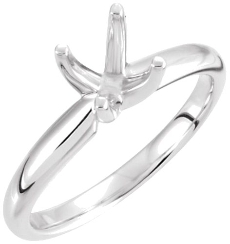 14K White 6.5 mm Round Solitaire Engagement Ring Mounting (1)