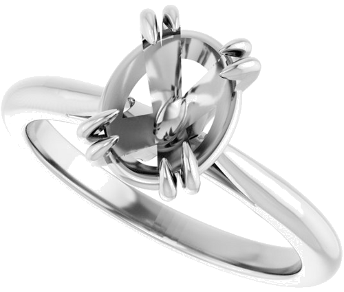 14K White 9 x 7 mm Oval Engagement Ring Mounting (5)