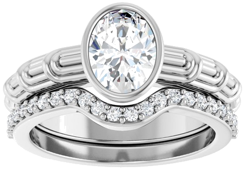 Sužadėtuvių Žiedas „Solitaire“ 585 Baltojo Aukso Oval 8mm x 6mm (8)