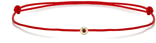 Red thread bracelet with a gold bead and ruby (1)