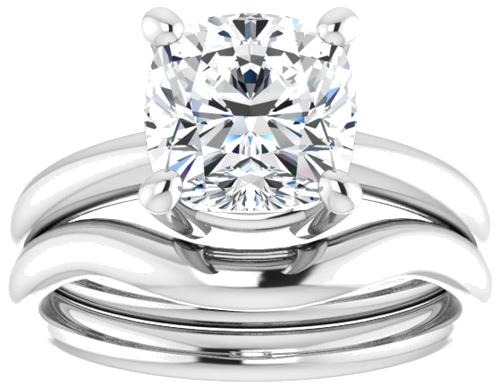 Sužadėtuvių Žiedas „Solitaire“ 14k white gold Cushion 8mm (8)