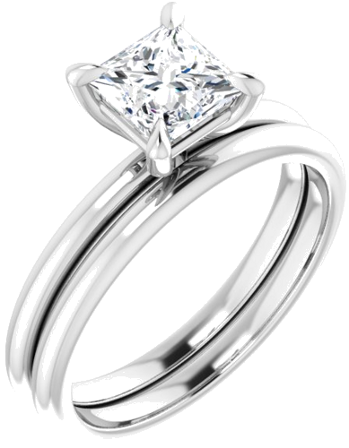 10K White  5.5x5.5 mm Square Solitaire Engagement Ring Mounting (6)