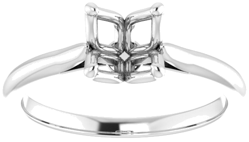 14K White  5 mm Square Solitaire Engagement Ring Mounting (3)