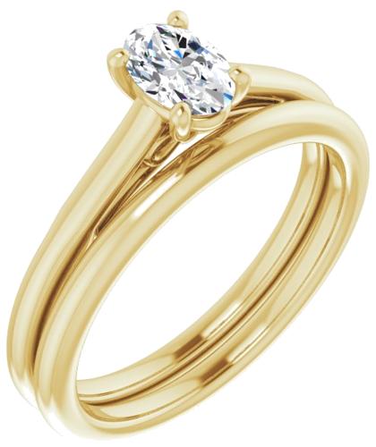 14K Yellow  6x4 mm Oval Solitaire Engagement Ring Mounting (6)
