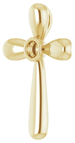 Pakabukas „Solitaire Bezel-Set Cross“ 585 Geltonojo Aukso Round 3mm (2)