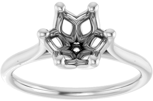 14K White 7.4 mm Round Engagement Ring Mounting (3)