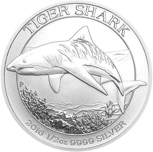 2016 Tiger Shark, Australia, 50 cents, 1/2 oz silver coin (1)