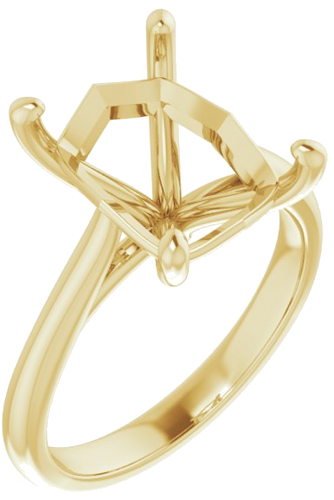 14K Yellow 11x9 mm Emerald Solitaire Engagement Ring Mounting (1)