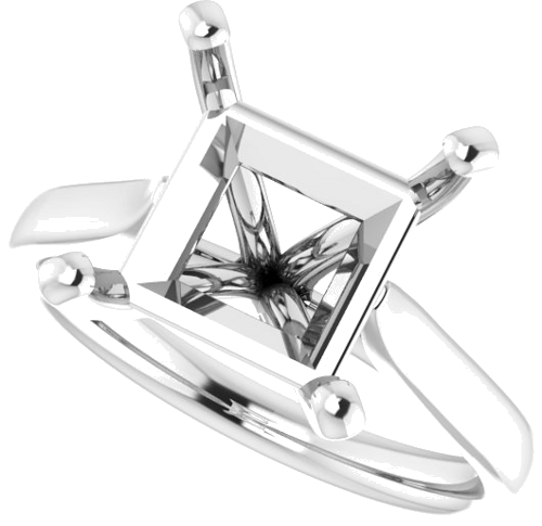 Sužadėtuvių Žiedas „Solitaire“ 585 Baltojo Aukso Square 9mm (5)