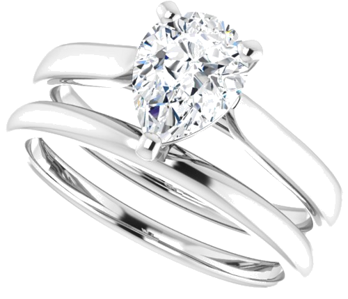 14K White 8x6 mm Pear Engagement Ring Mounting (10)