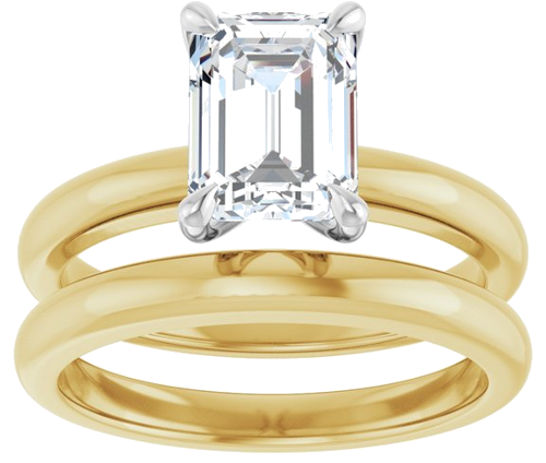 14K Yellow White 8x6 mm Emerald Solitaire Engagement Ring Mounting (8)