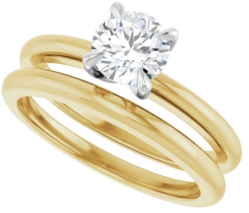 14K Yellow White 5.8 mm Round Solitaire Engagement Ring Mounting (10)
