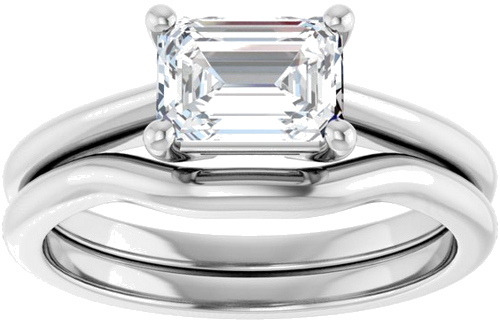 14K White 7x5 mm Emerald Solitaire Engagement Ring Mounting (8)