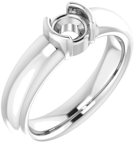 Sužadėtuvių Žiedas „Half Bezel Solitaire“ 585 Baltojo Aukso Round 5.2mm (1)