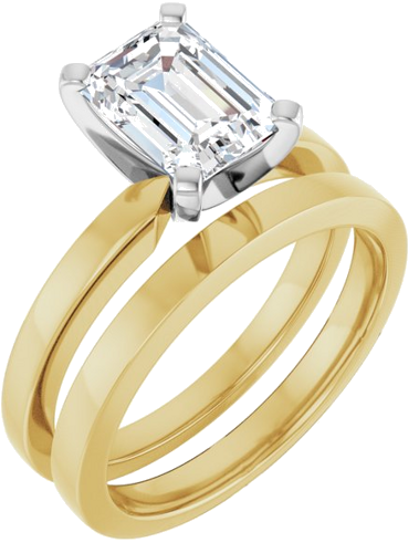 Sužadėtuvių Žiedas „Solitaire“ 585 Baltojo Ir Geltonojo Aukso Emerald 8mm x 6mm (6)