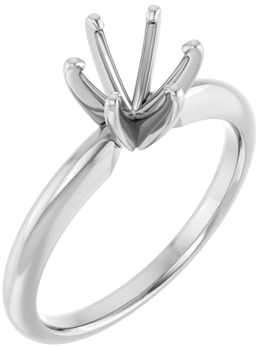 14K White 6.5 mm Round 6-Prong Solitaire Ring Mounting (1)