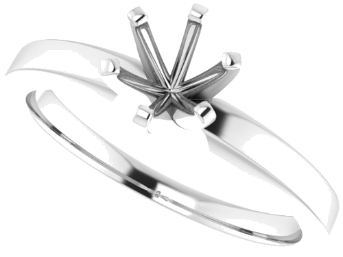 Sterling Silver 5.5 mm Round Solitaire Engagement Ring Mounting (5)