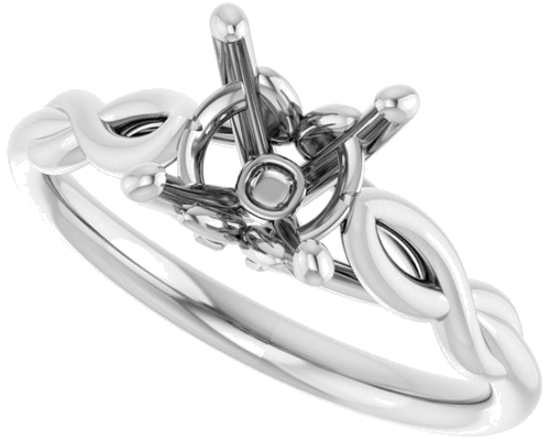 14K White  7.4 mm Round Solitaire Engagement Ring Mounting (5)