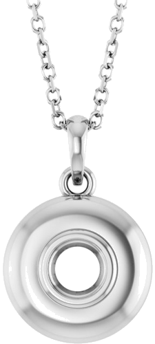 14K White 4 mm Round Bezel-Set Puffy 16-18  Necklace  Mounting (1)