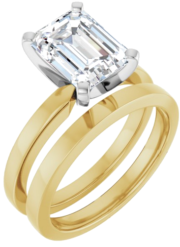 14K Yellow White 9x7 mm Emerald Solitaire Engagement Ring Mounting (6)