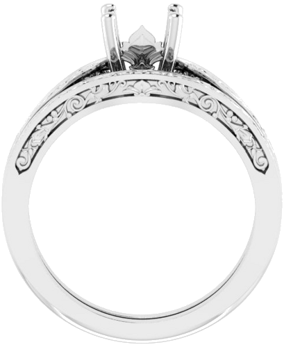 Sužadėtuvių Žiedas „Floral Solitaire“ 585 Baltojo Aukso Asscher 5.5mm (7)