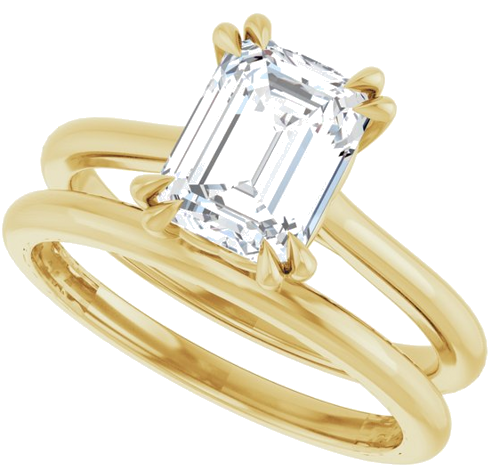 Sužadėtuvių Žiedas „Solitaire“ 585 Geltonojo Aukso Emerald 8mm x 6mm (10)