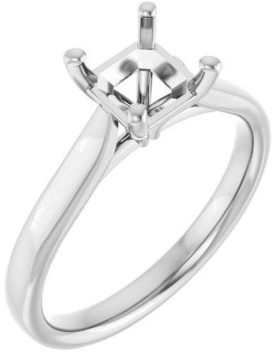 14K White 6 mm Asscher Engagement Ring Mounting (1)