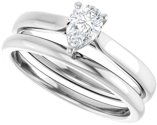 Sužadėtuvių Žiedas „Solitaire“ 585 Baltojo Aukso Pear Shape 6mm x 4mm (10)