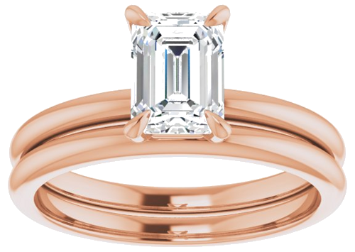 Sužadėtuvių Žiedas „Solitaire“ 585 Rožinis Aukso Emerald 7mm x 5mm (8)