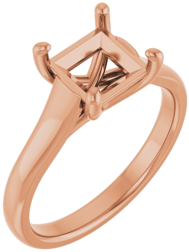 14K Rose 6.5 mm Square Solitaire Engagement Ring Mounting (1)