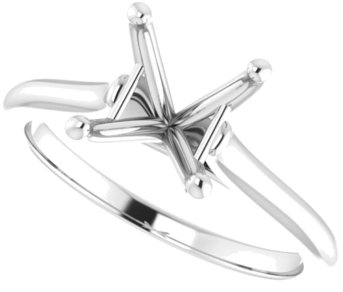 14K White 6 mm Square Solitaire Engagement Ring Mounting (5)